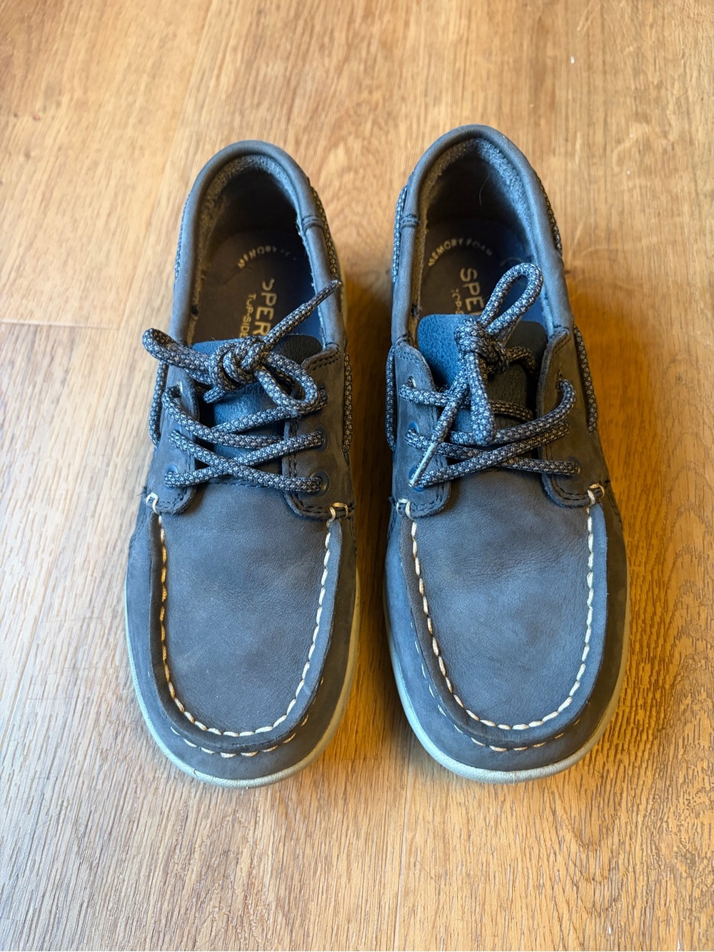 Sperry Top-Sider Gamefish Boys Size 2M Leather Boat Shoes Navy Blue